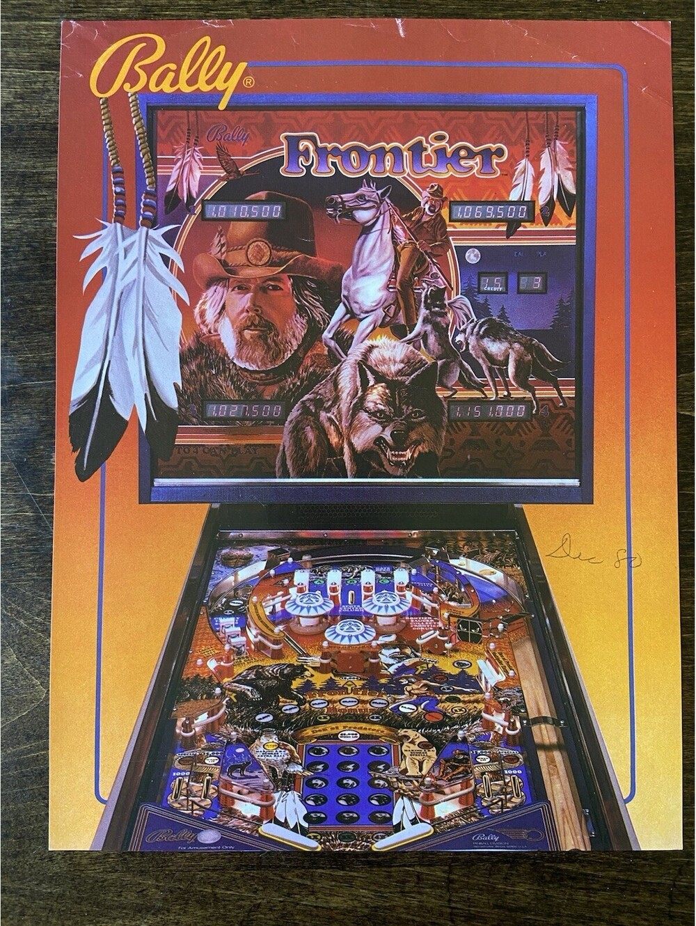 Bally Frontier Arcade Pinball FLYER Original Ad Promo 1980 Poster Not PCB